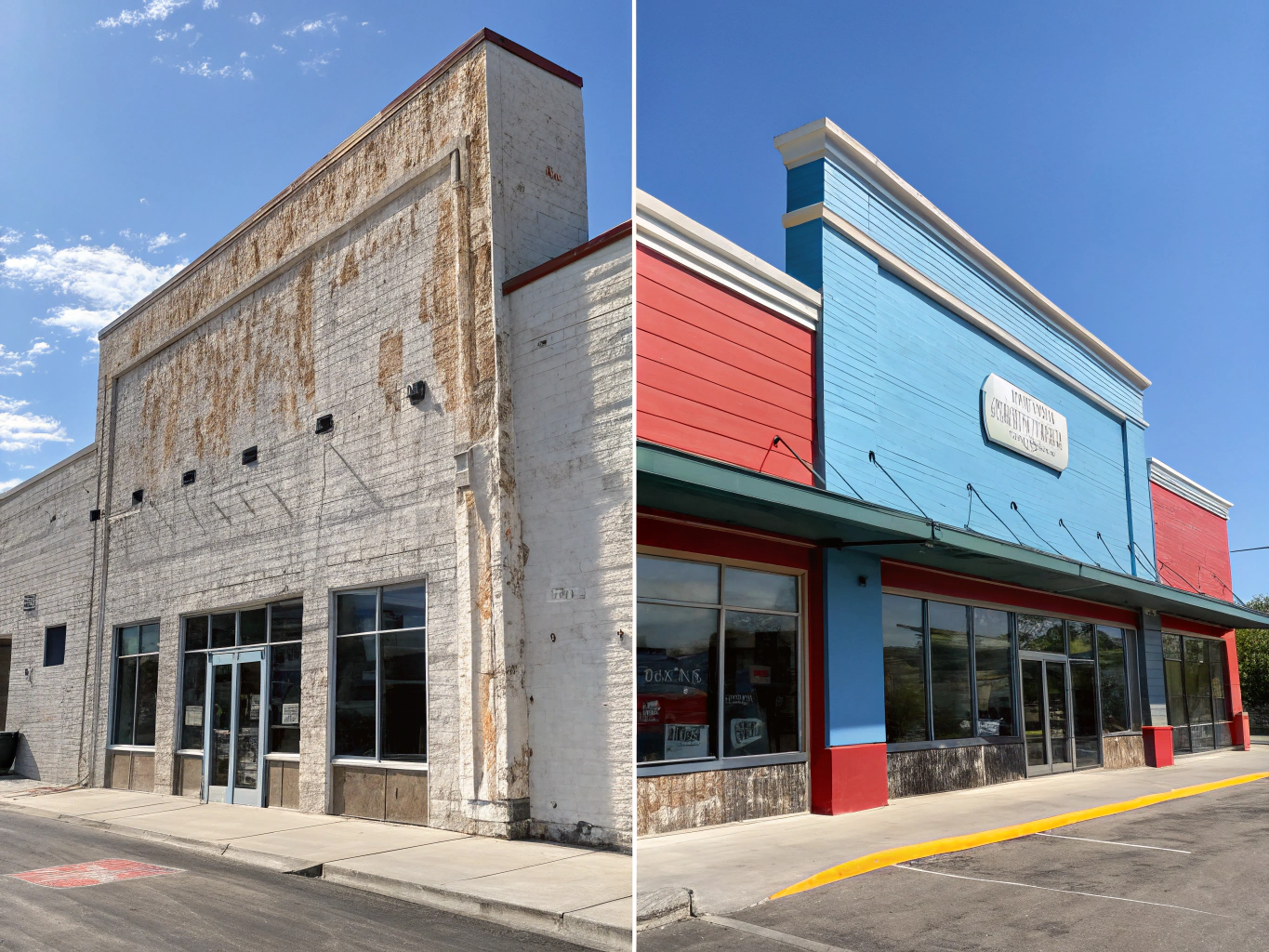 Freshly painted exterior facade with protective coating