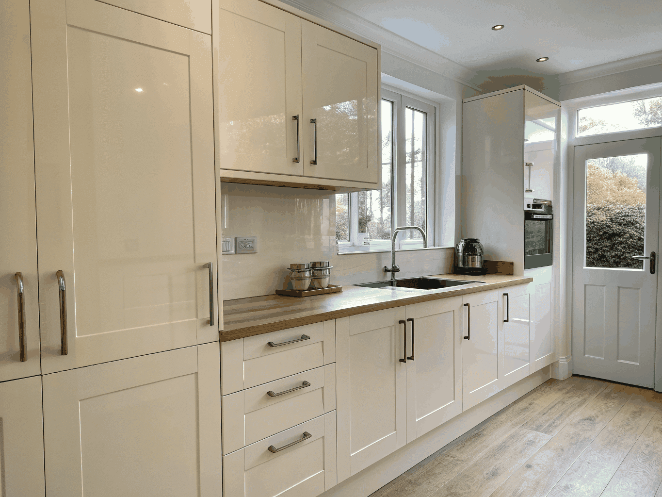 Kitchen painted with durable bright white enamel