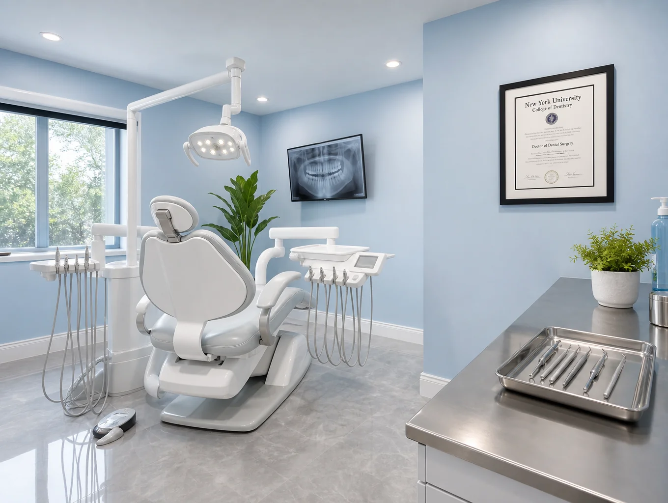 Seamless ceiling in dental clinic