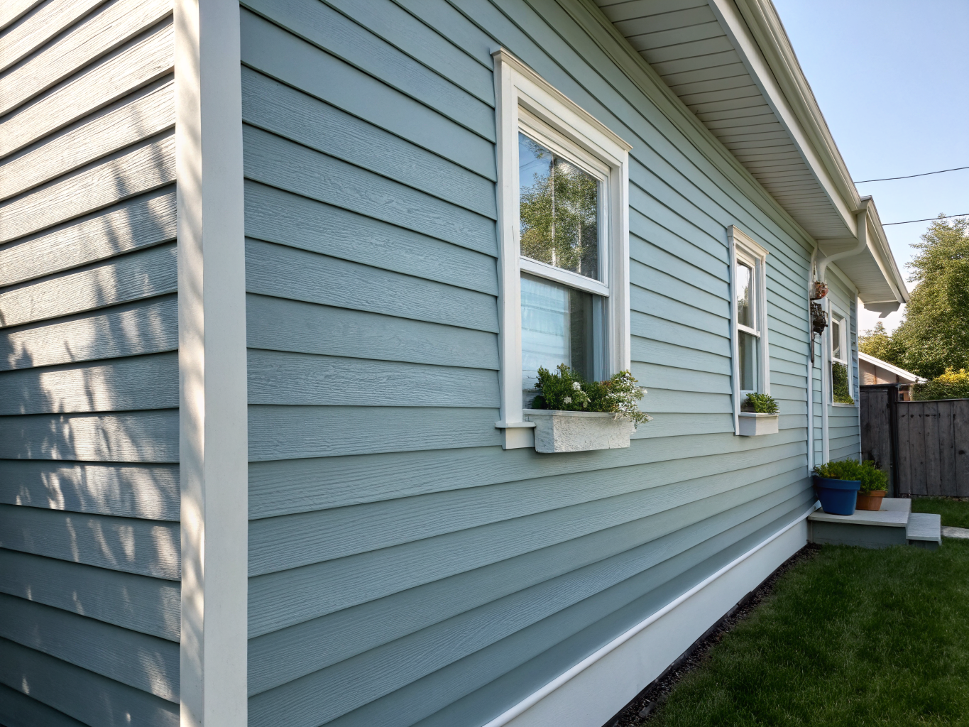 Modern freshly painted facade in neutral tones