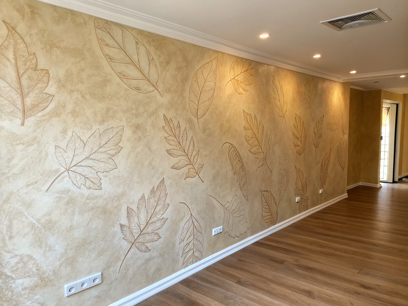 Accent wall with textured finish in living room