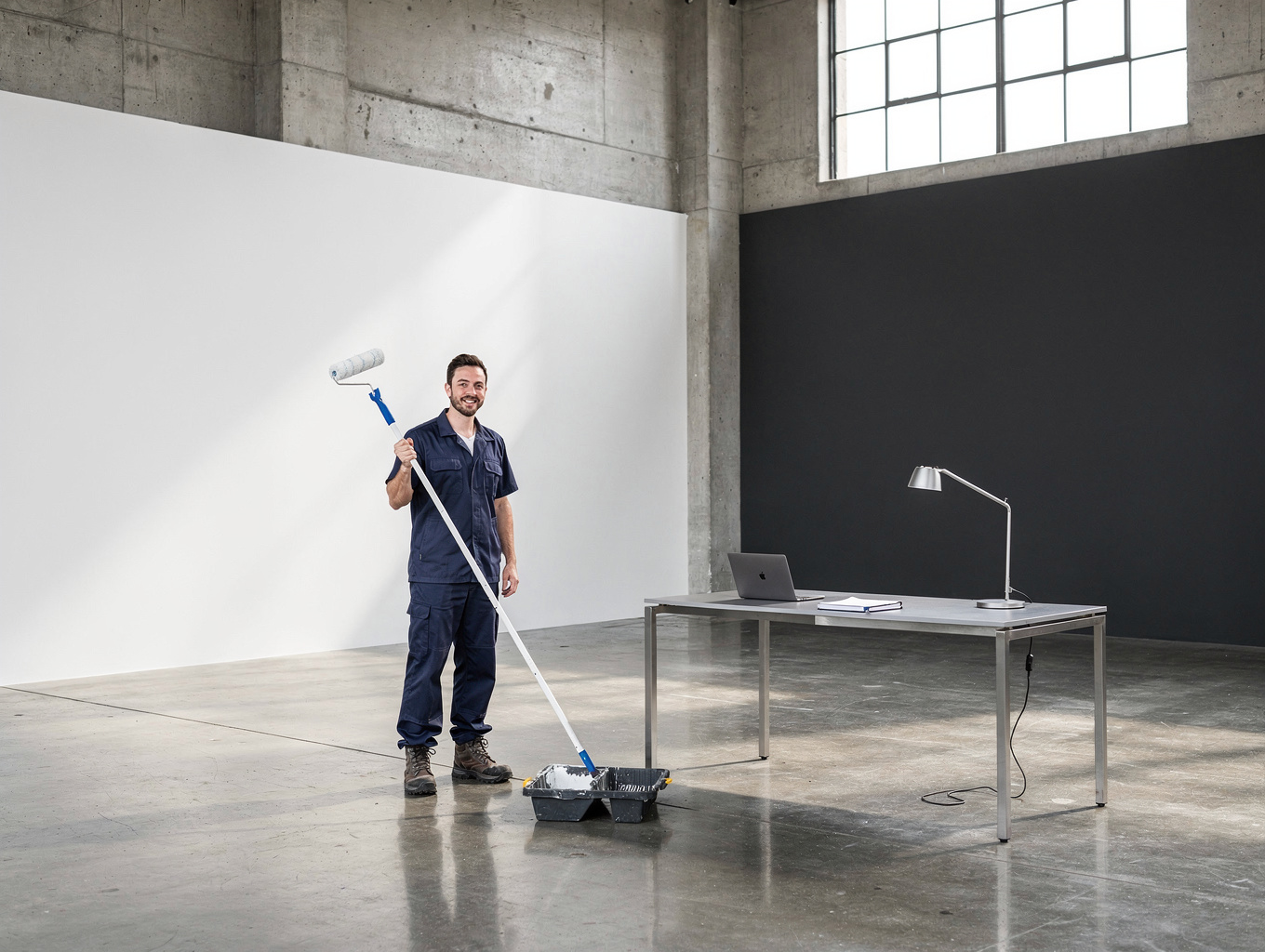 Modern office space with clean walls and sharp cut lines