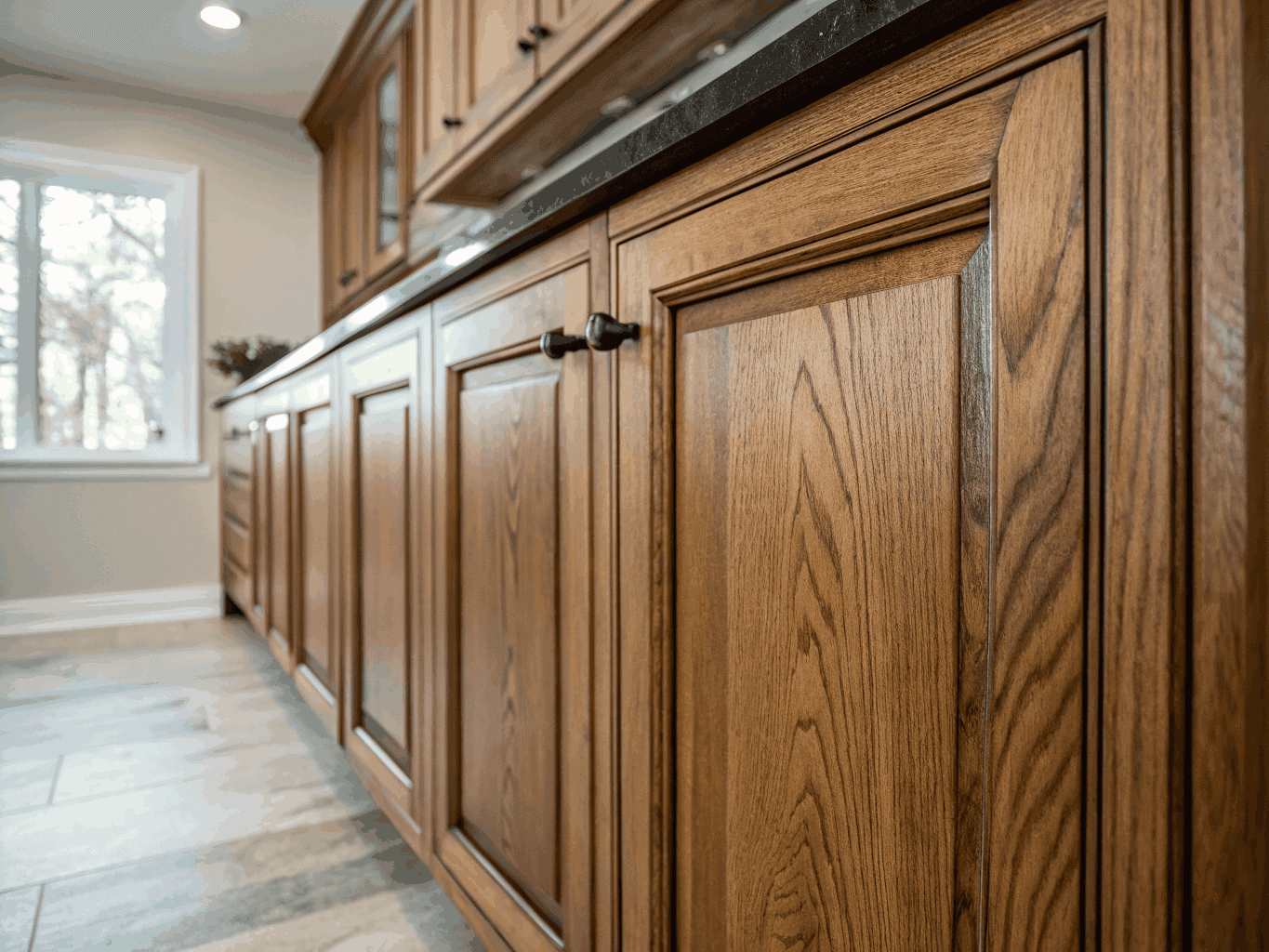 Residential dark oak kitchen to satin white - Before state