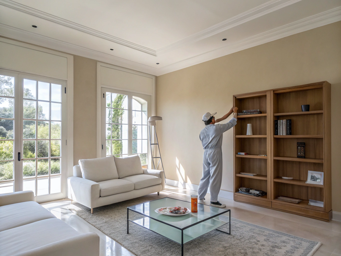 Residential painting in a bright living room